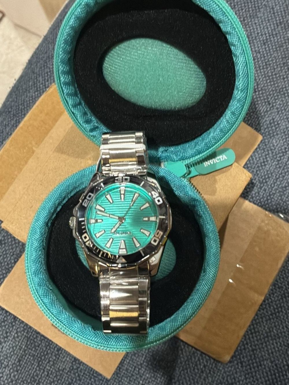 Invicta Men's Turquoise Dial Silver Stainless Bracelet Watch